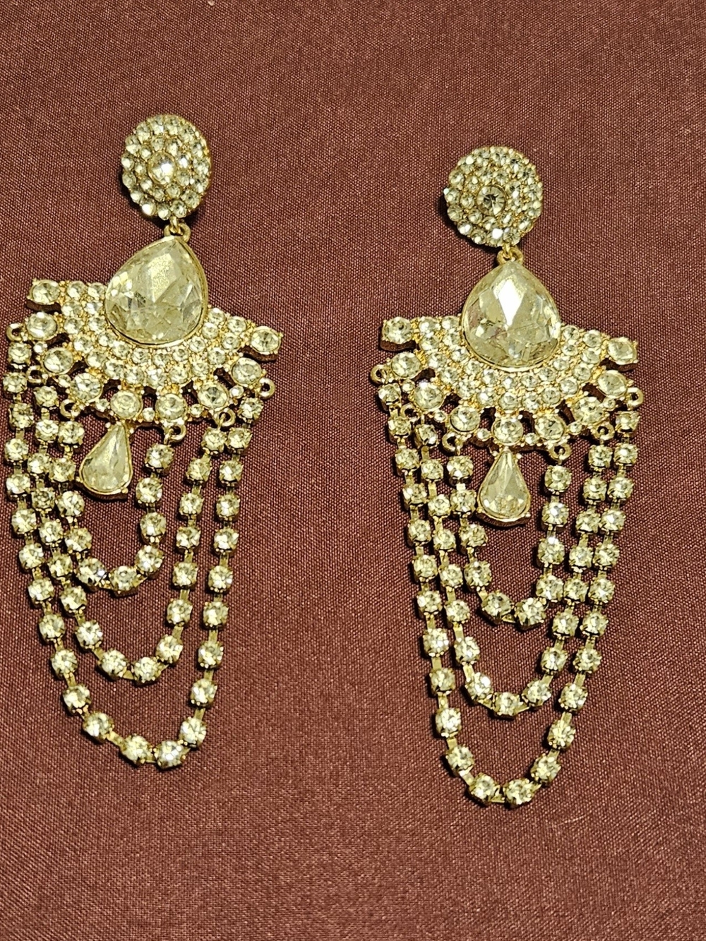 Gold Crystal Chandelier Earrings - Brand
